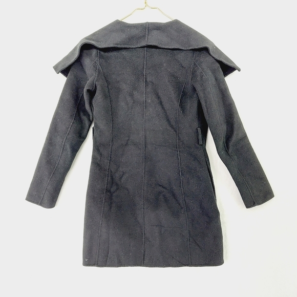 Tahari Marla Open Front Wool Coat Shawl Collar Black Comfy Winter Jacket Z27 - Picture 4 of 8